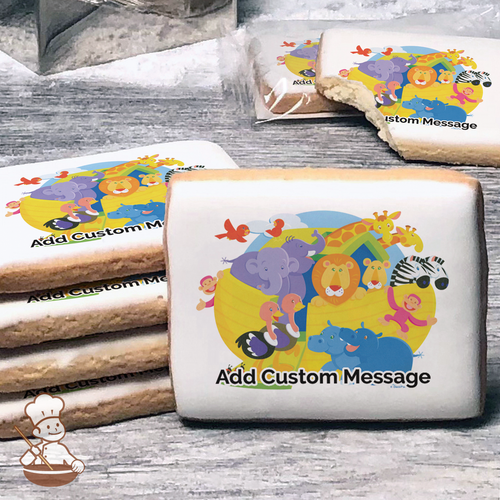 Baby Shower Noahs Ark Custom Message Cookies (Rectangle)