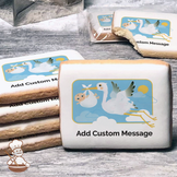 Stork and Baby Custom Message Cookies (Rectangle)