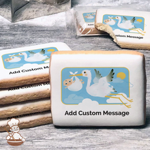 Load image into Gallery viewer, Stork and Baby Custom Message Cookies (Rectangle)