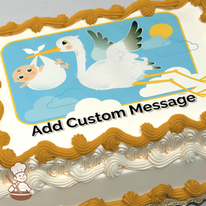 Stork and Baby Photo Cake