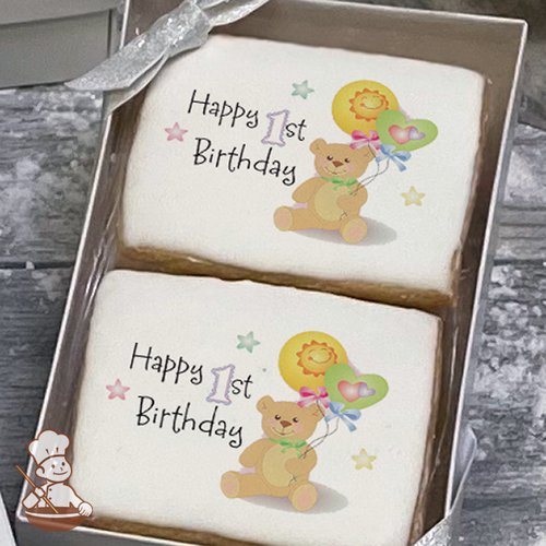1st Birthday Bear Cookie Gift Box (Rectangle)