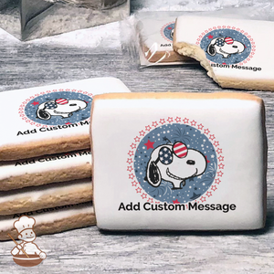 Peanuts Patriotic Snoopy Custom Message Cookies (Rectangle)