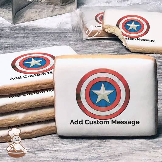 Marvels Avengers Captain America Icon Custom Message Cookies (Rectangle)