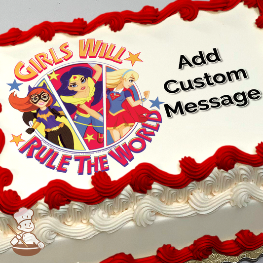 DC Super Hero Girls Girls Rule Photo Cake
