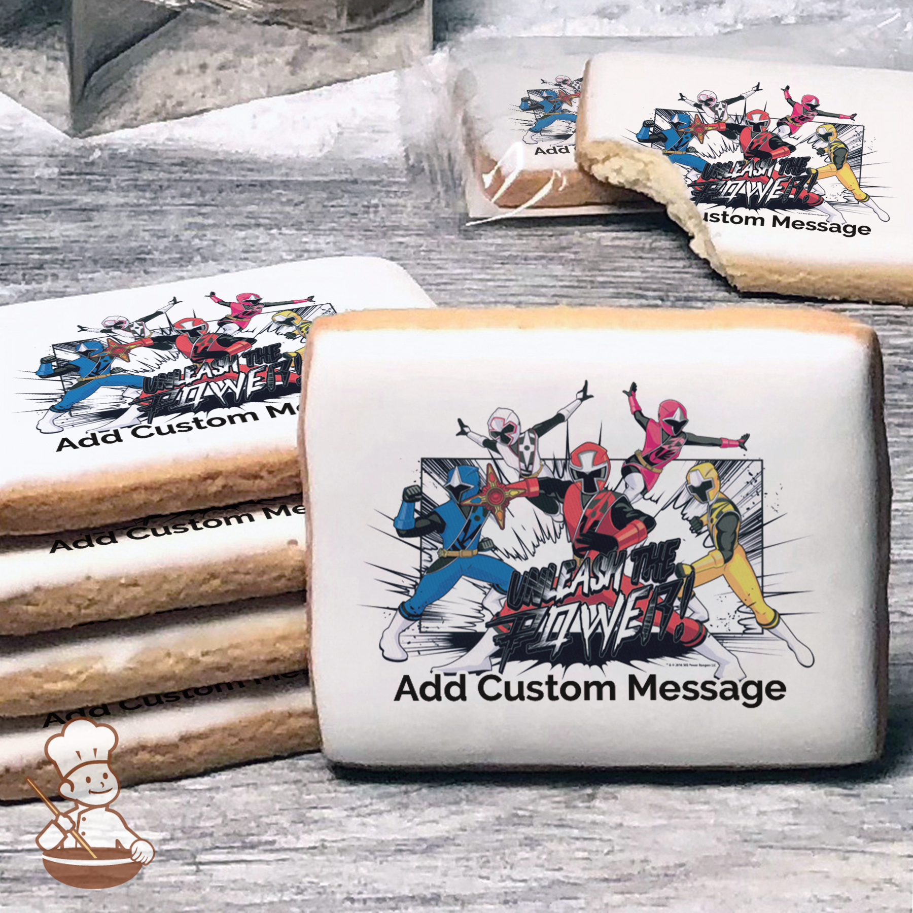 Gingerbread Power Rangers Power Rangers Ninja Steel Custom Message Cookies | Freedom Bakery