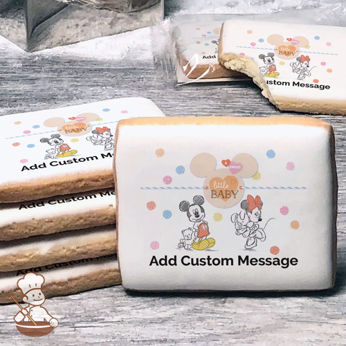 Disney Baby Baby Mickey and Minnie Custom Message Cookies (Rectangle)