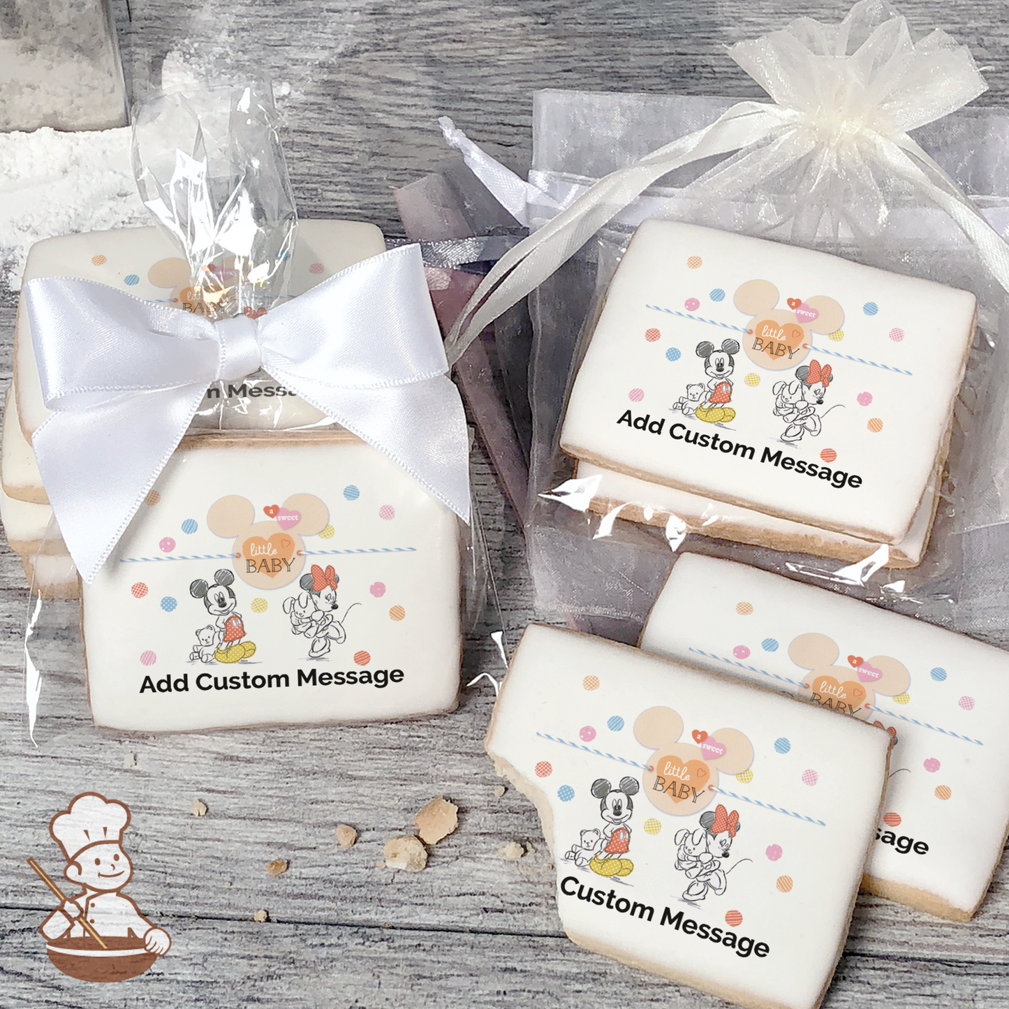 Disney Baby Baby Mickey and Minnie Custom Message Cookies (Rectangle)