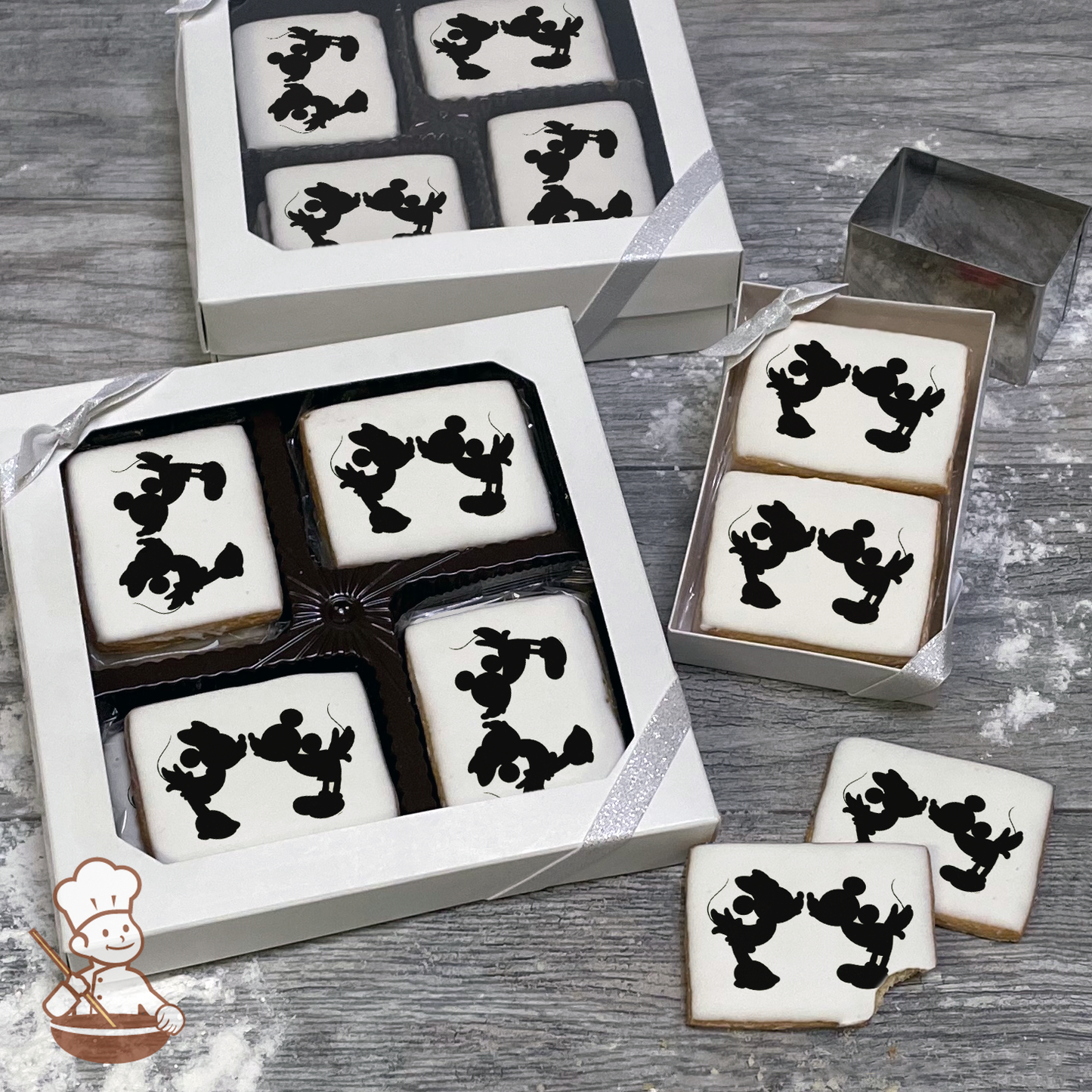 Mickey and Minnie Silhouette Cookie Gift Box (Rectangle)