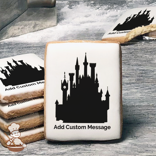 Disney Princess Castle Silhouette Custom Message Cookies (Rectangle)