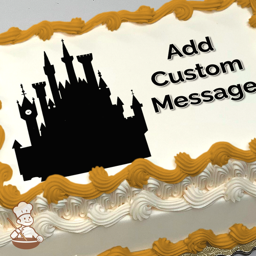Disney Princess Castle Silhouette Photo Cake