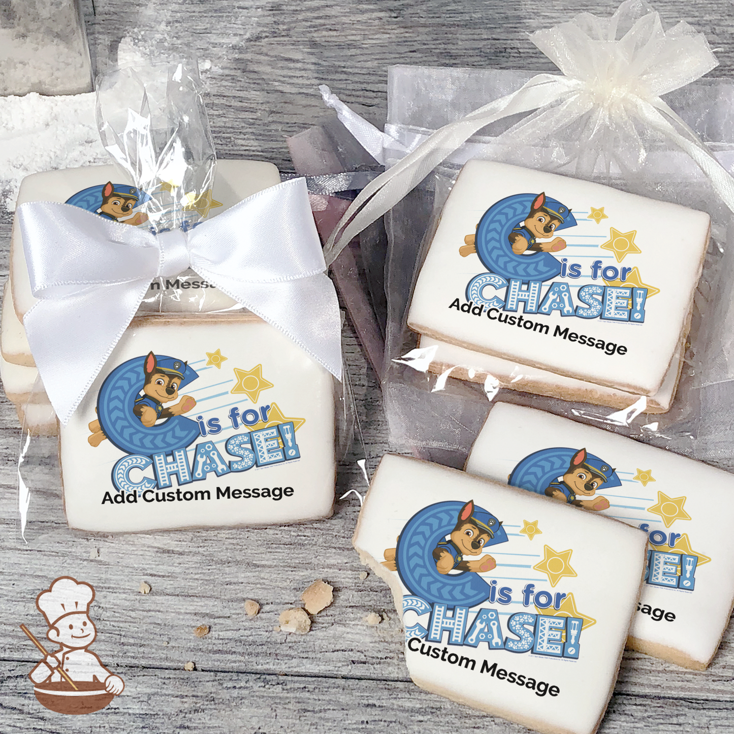 PAW Patrol C for Chase Custom Message Cookies (Rectangle)