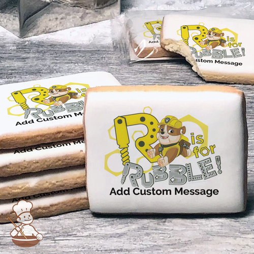 PAW Patrol R is for Rubble Custom Message Cookies (Rectangle)