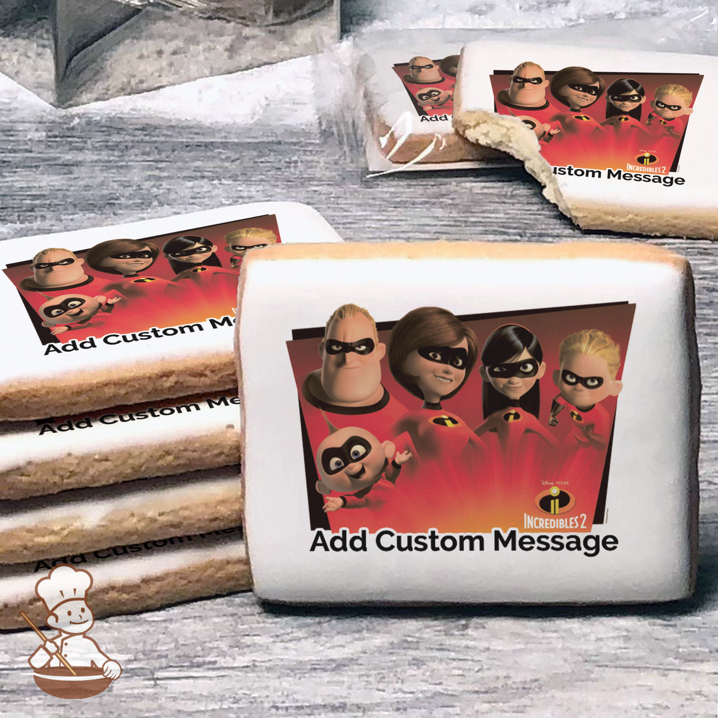 The Incredibles 2 Favorite Super Hero Family Custom Message Cookies (Rectangle)