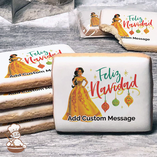 Elena of Avalor Feliz Navidad Custom Message Cookies (Rectangle)