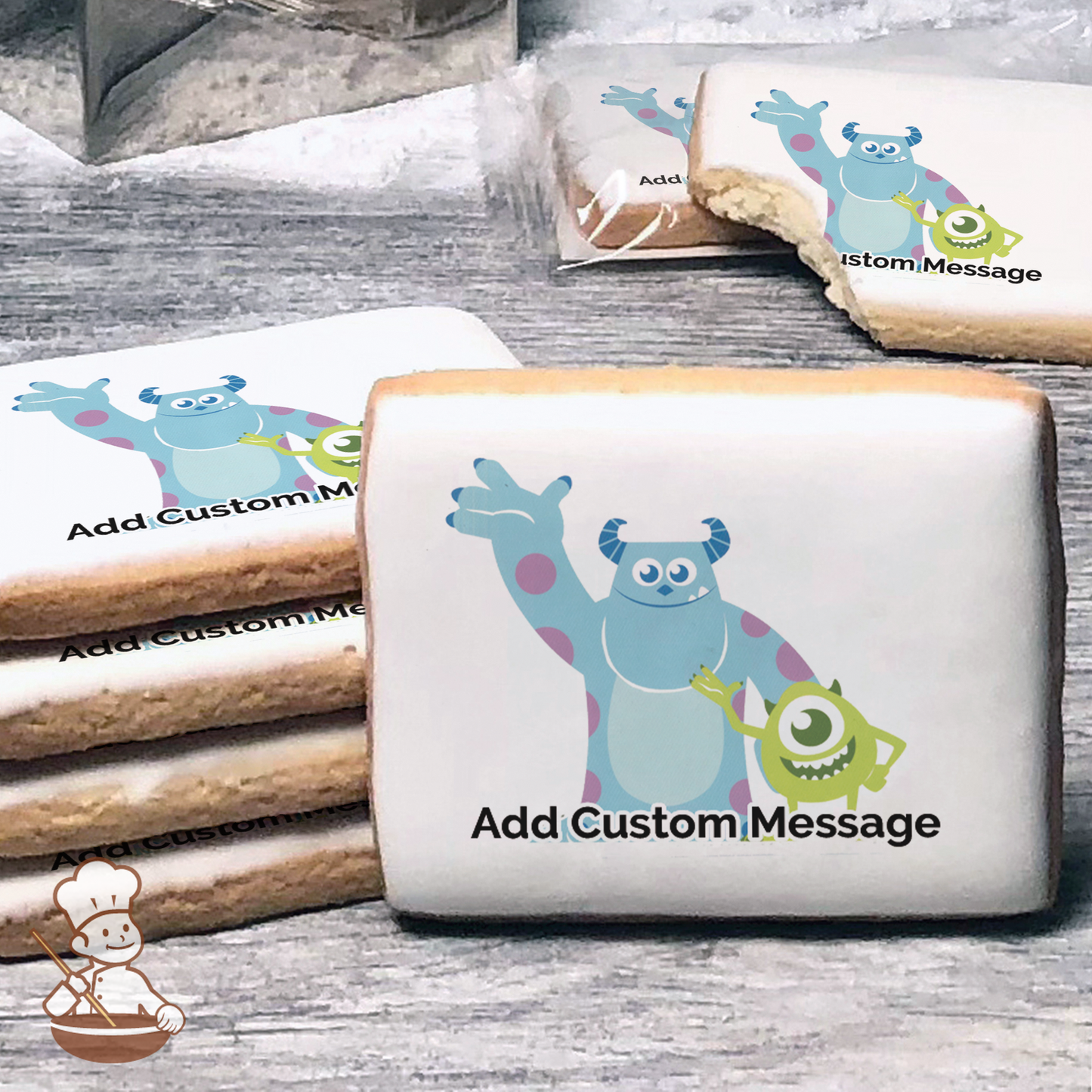 monsters inc cookies Monsters Inc Mike and Sully Custom Message Cookies