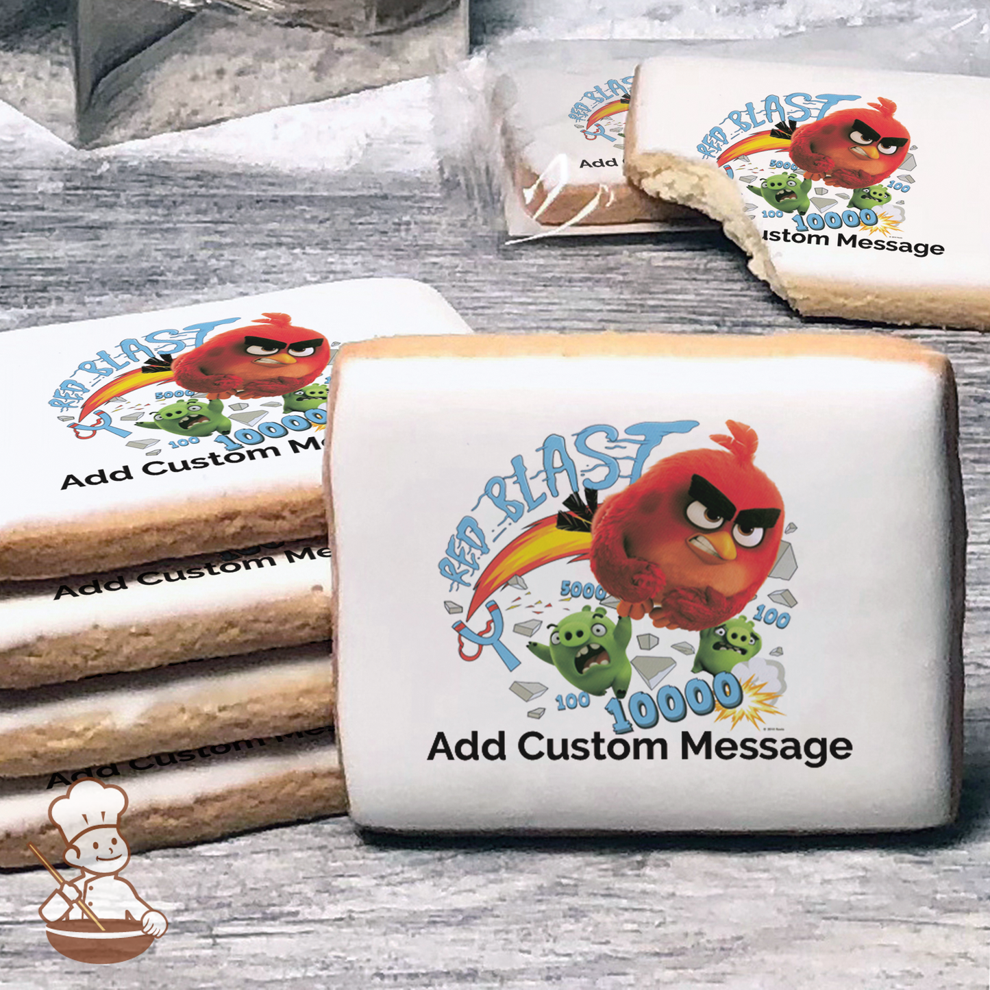 Angry Birds Red Blast Custom Message Cookies (Rectangle)