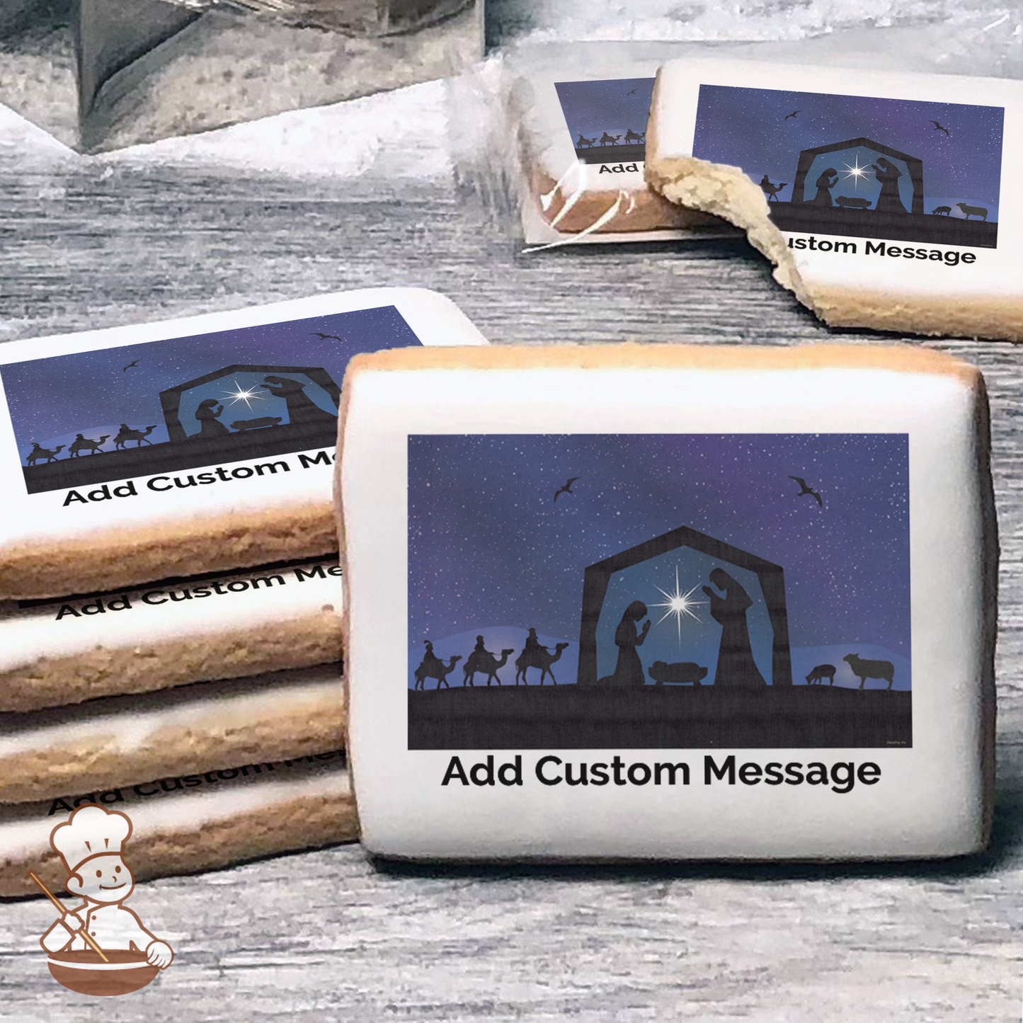 Nativity Custom Message Cookies (Rectangle)