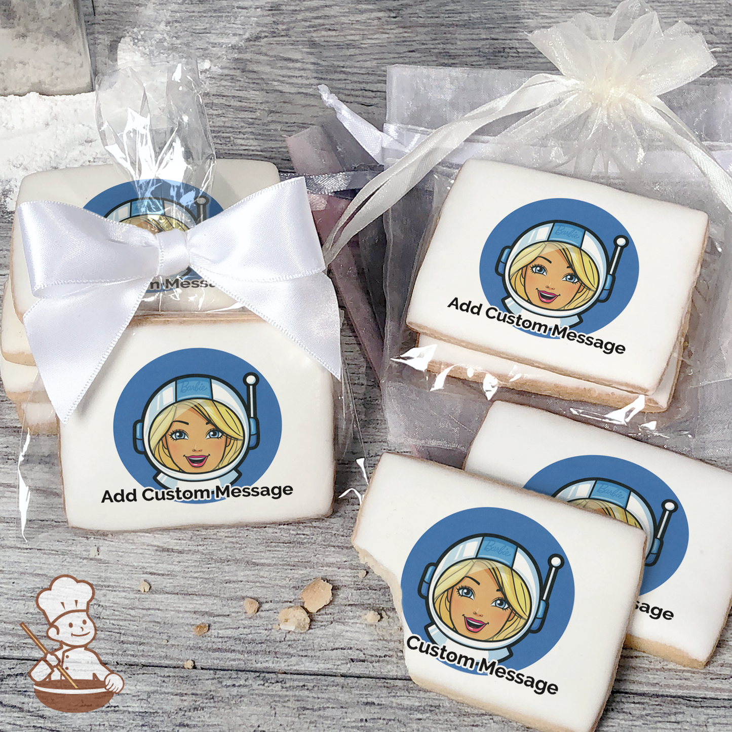 Barbie Astronaut Custom Message Cookies (Rectangle)