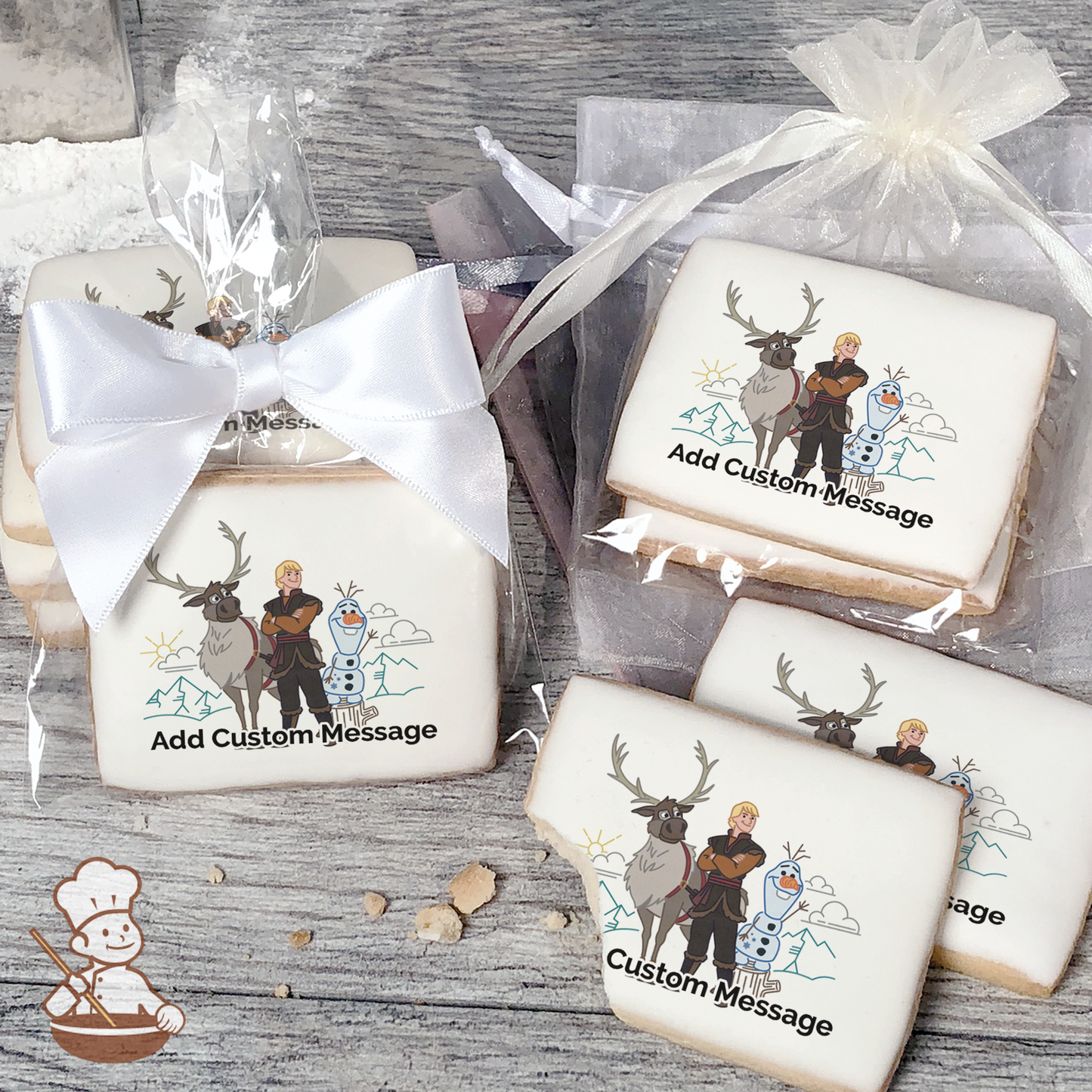 Frozen 2 Olaf, Sven & Kristoff Custom Message Cookies (Rectangle)