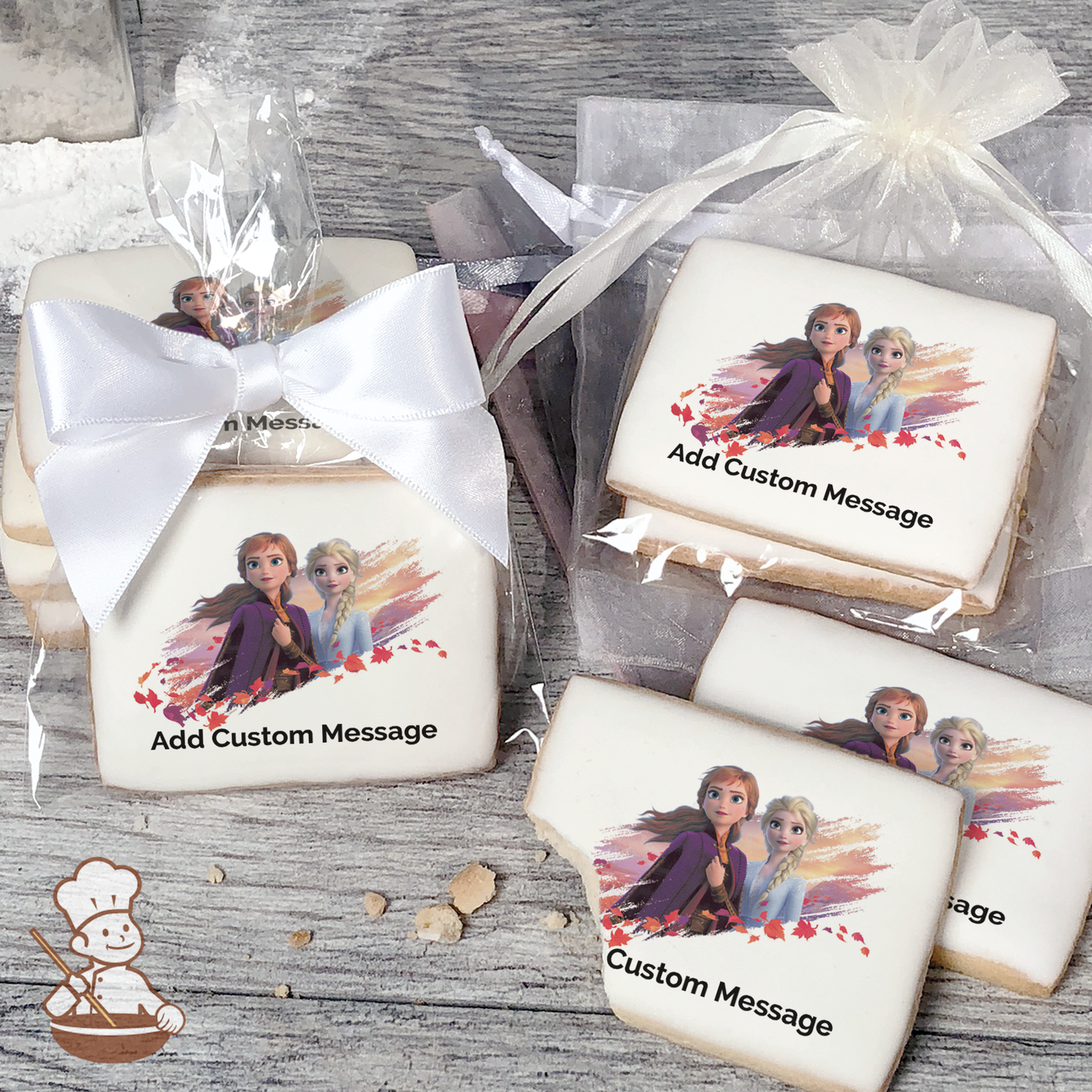 Frozen 2 Elsa and Anna Custom Message Cookies (Rectangle)