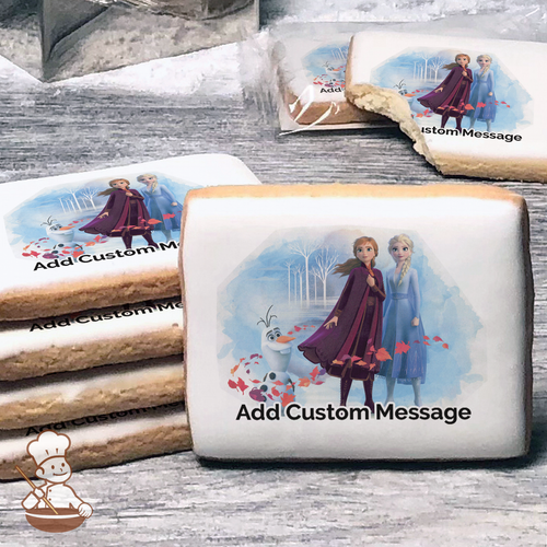 Frozen 2 Elsa, Anna and Olaf Custom Message Cookies (Rectangle)