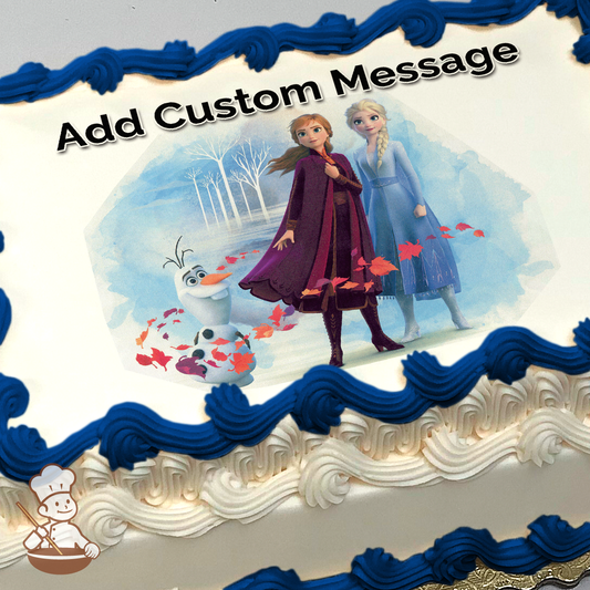 Frozen 2 Elsa, Anna and Olaf Photo Cake