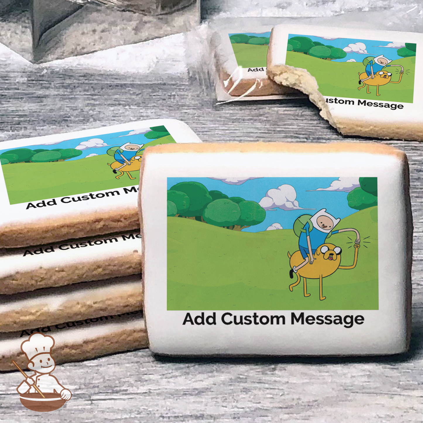 Adventure Time Finn and Jake Custom Message Cookies (Rectangle)