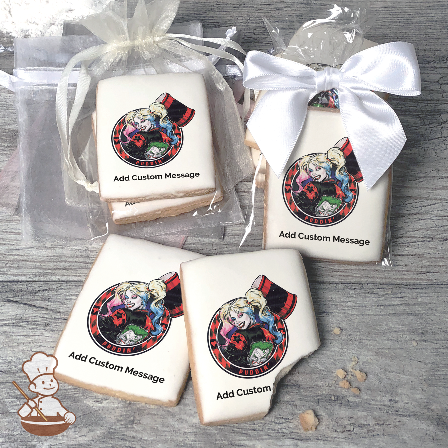 Batman Harley Quinn Custom Message Cookies (Rectangle)