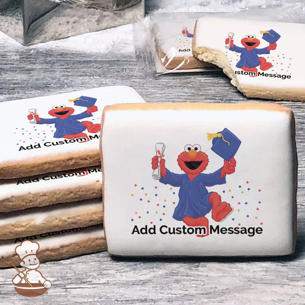 Sesame Street Elmo Graduate Custom Message Cookies (Rectangle)