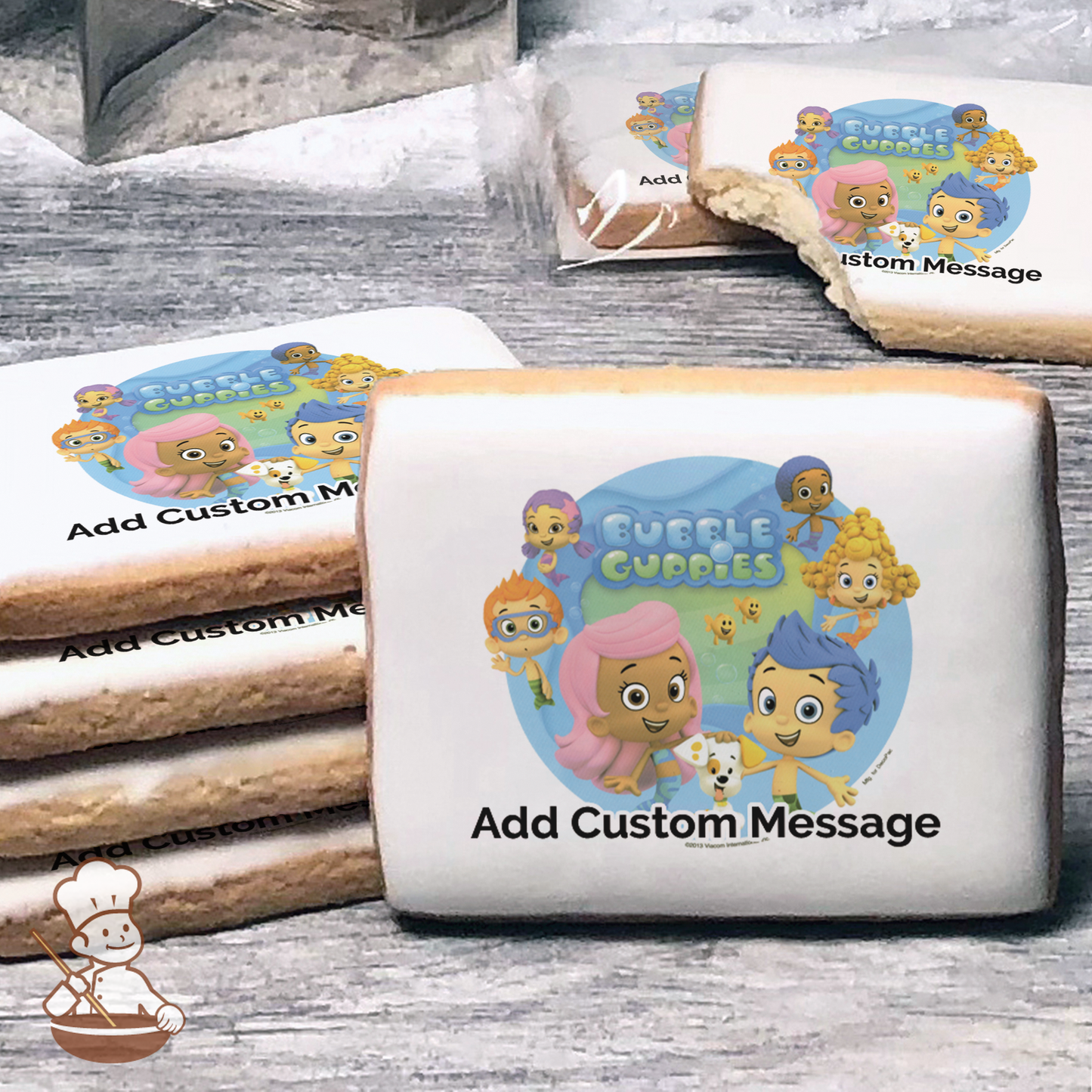 Bubble Guppies Gil and Molly Custom Message Cookies (Rectangle)