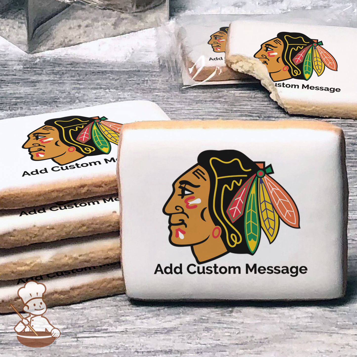 NHL Chicago Blackhawks Custom Message Cookies (Rectangle)