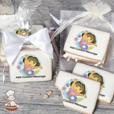 Dora the Explorer Flowers Custom Message Cookies (Rectangle)