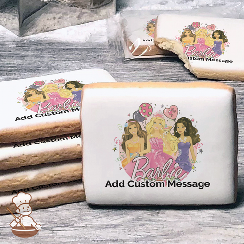 Barbie Glitter Party Custom Message Cookies (Rectangle)