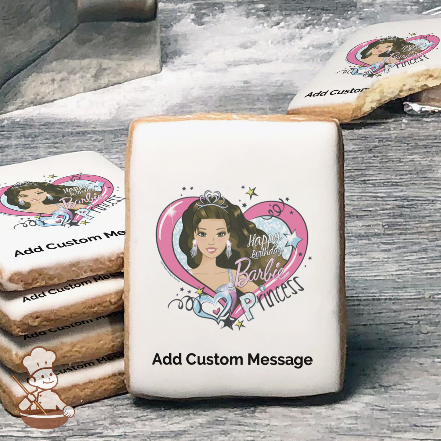 Barbie Party Princess Custom Message Cookies (Rectangle)