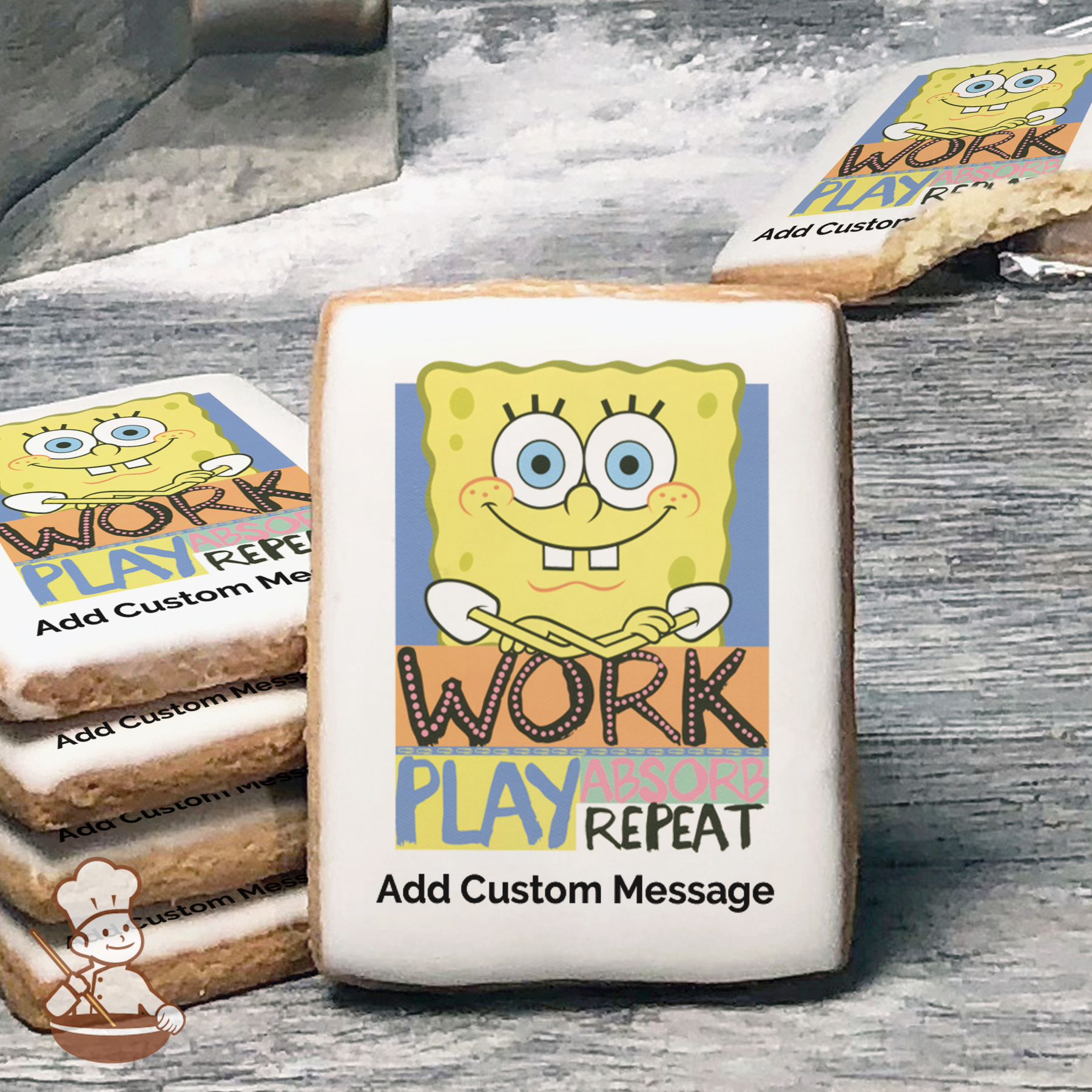 Spongebob Work SpongeBob SquarePants Work and Play Custom Message Cookies ...