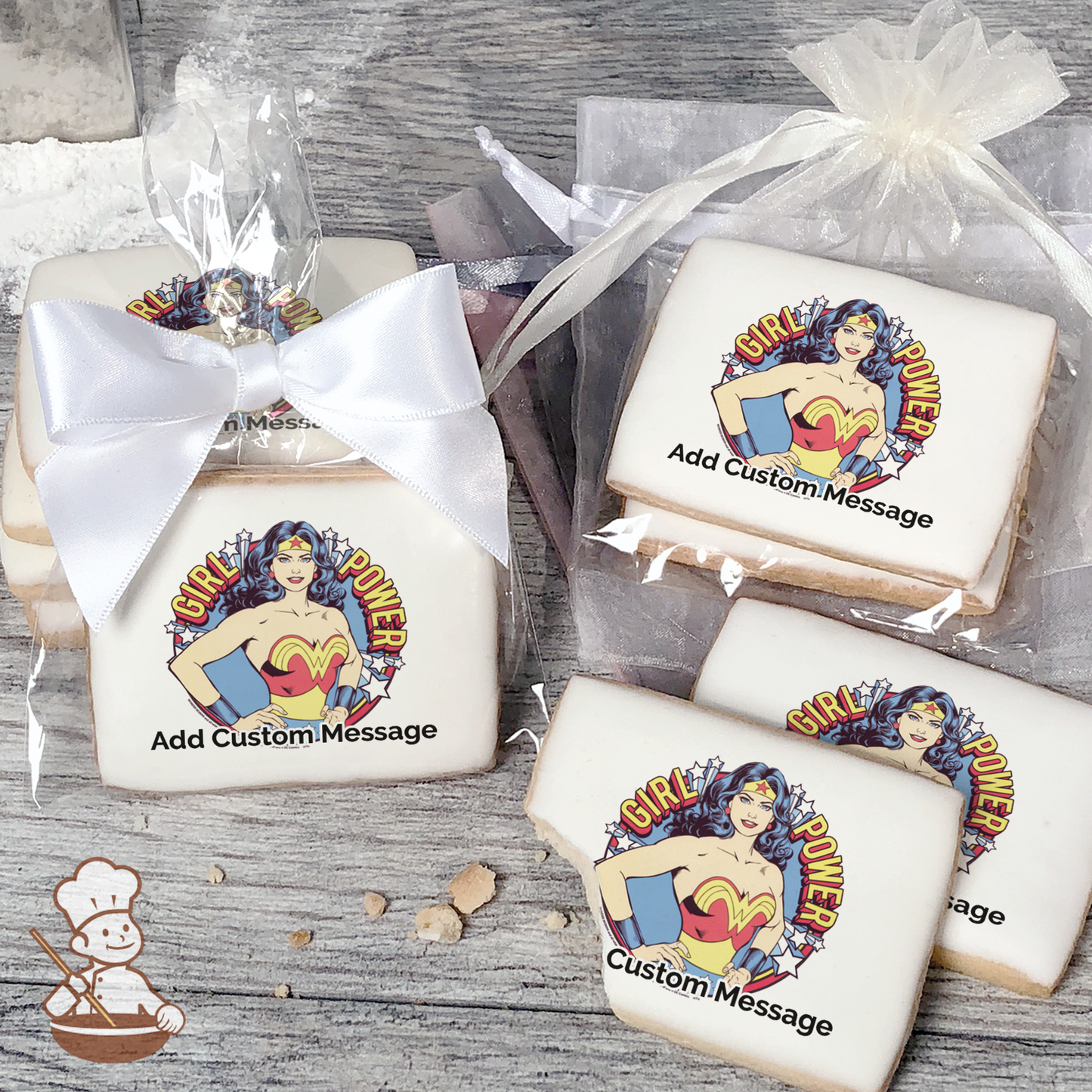 Wonder Woman Girl Power Custom Message Cookies (Rectangle)