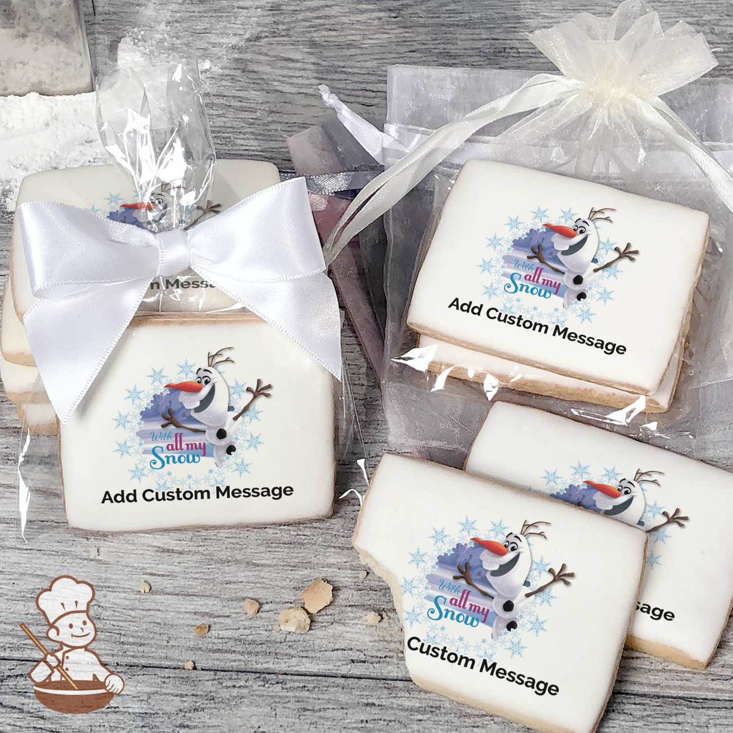 Frozen Olaf With All My Snow Custom Message Cookies (Rectangle)