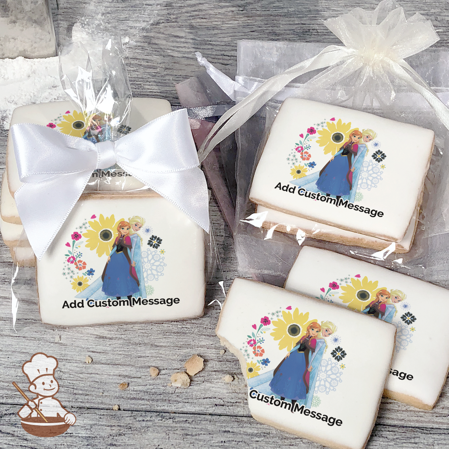 Frozen Beautiful Sisters Custom Message Cookies (Rectangle)