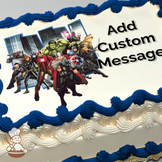 Captain America's shield with star and concentric circles on a sheet cake.
