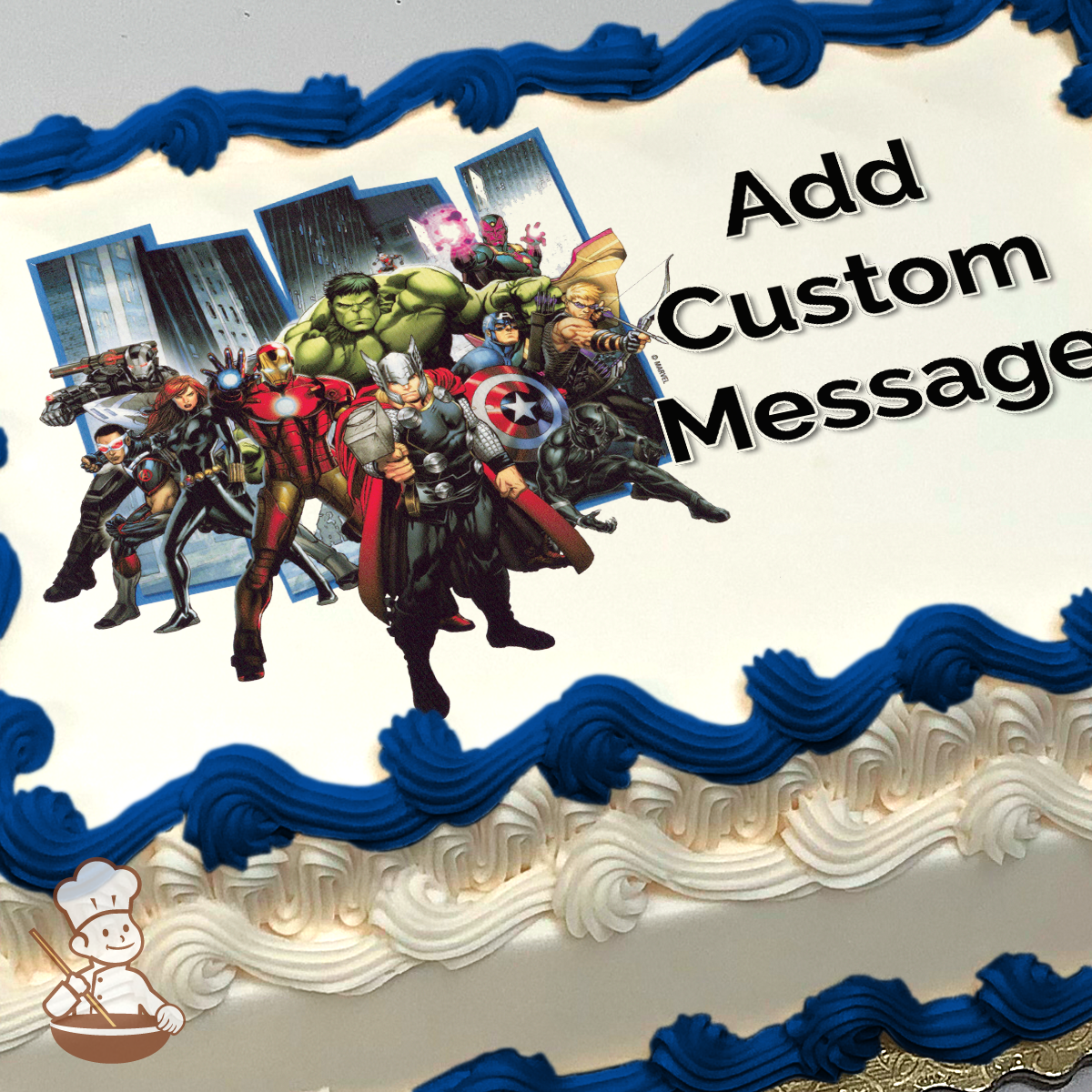 Captain America's shield with star and concentric circles on a sheet cake.