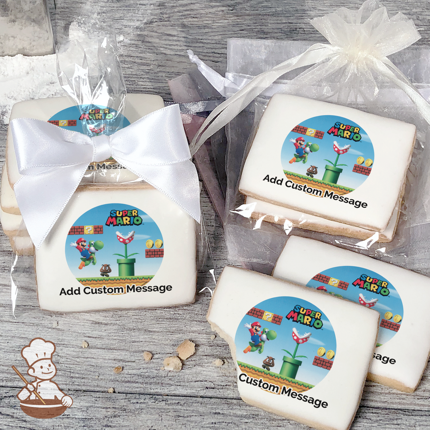 Super Mario Mushroom Kingdom Custom Message Cookies (Rectangle)
