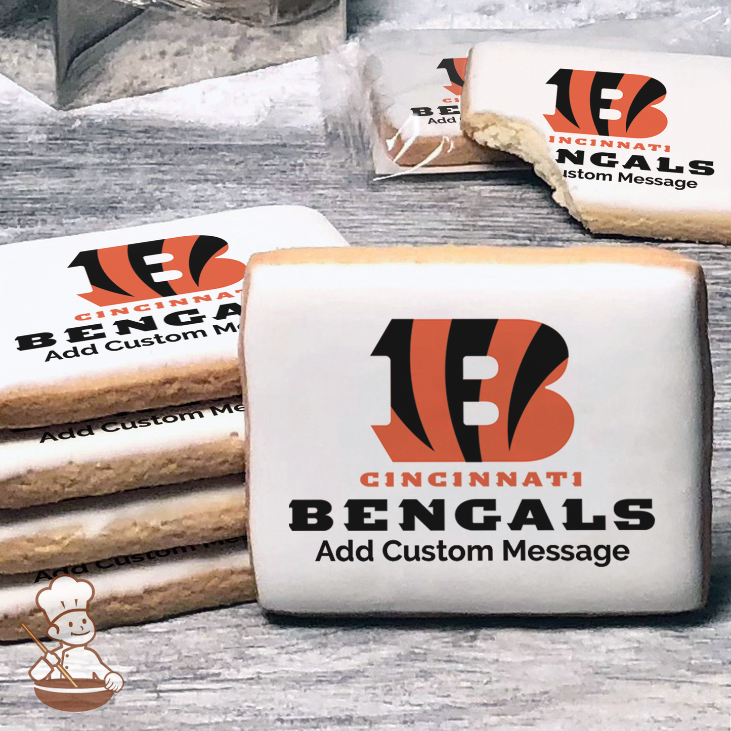 NFL Cincinnati Bengals Custom Message Cookies (Rectangle)