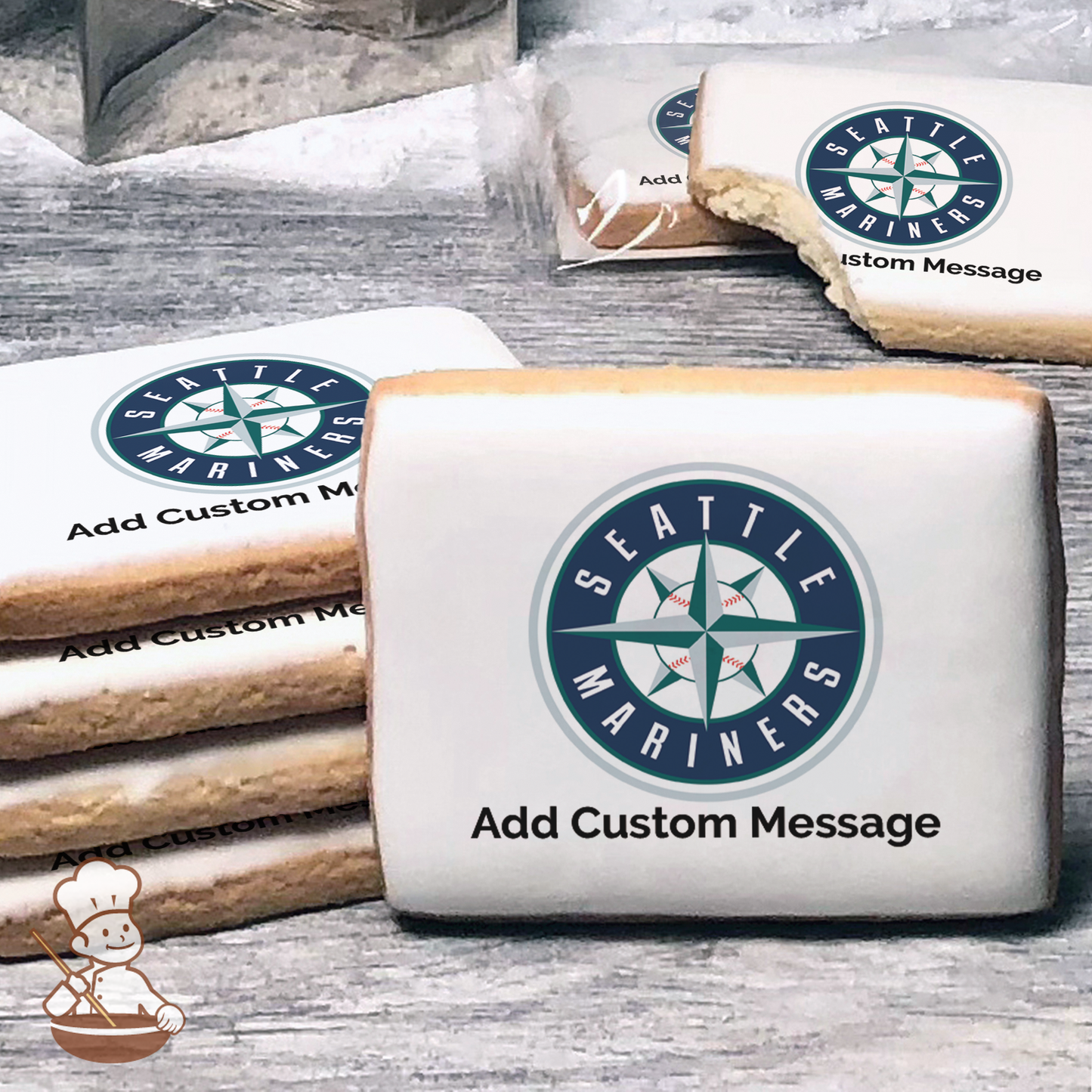 MLB Seattle Mariners Custom Message Cookies (Rectangle)
