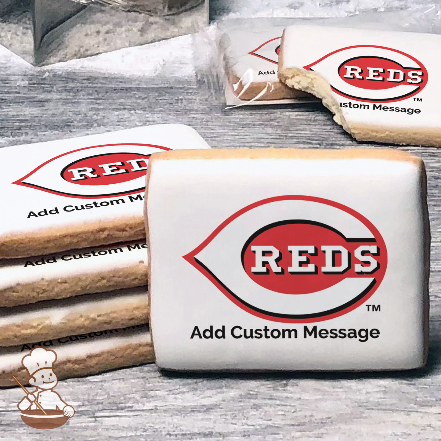 MLB Cincinnati Reds Custom Message Cookies (Rectangle)