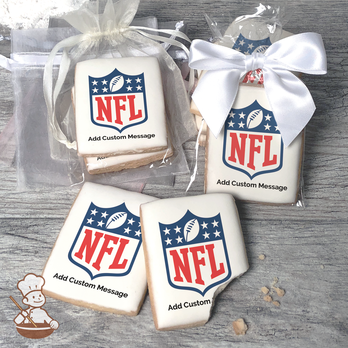 NFL Shield Custom Message Cookies (Rectangle)