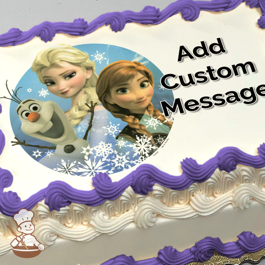 Frozen Olaf Elsa and Anna Photo Cake