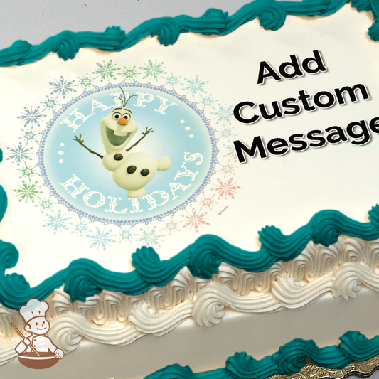 Frozen Olaf Happy Holidays Photo Cake