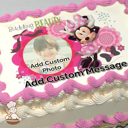 Minnie Budding Beauty Custom Photo Cake