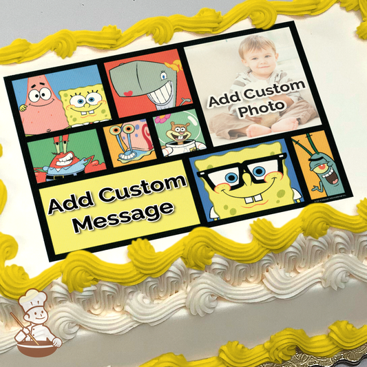 SpongeBob SquarePants and Crew Custom Photo Cake