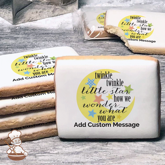 Twinkle Moon and Stars Custom Message Cookies (Rectangle)